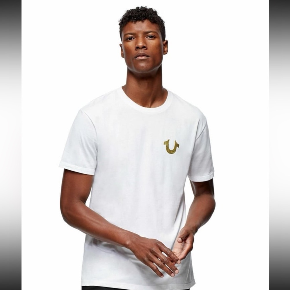 True Religion White Tee with Gold Graphic